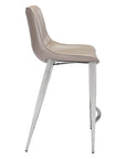 Set of Two 26" Gray And Silver Faux Leather And Steel Low Back Counter Height Bar Chairs