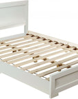 White Solid and Manufactured Wood Queen Bed Frame