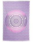 80" X 56" Purple And White Mandala Cotton Hanging Tapestry