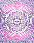 80" X 56" Purple And White Mandala Cotton Hanging Tapestry