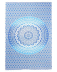 80" X 56" Blue And White Mandala Cotton Hanging Tapestry