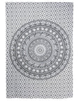80" X 56" Black And White Mandala Cotton Hanging Tapestry