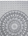 80" X 56" Black And White Mandala Cotton Hanging Tapestry