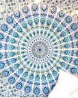 80" X 56" Blue And White Mandala Cotton Hanging Tapestry