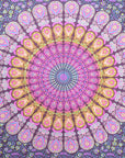 80" X 56" Purple Pink And Yellow Mandala Cotton Hanging Tapestry