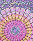 80" X 56" Purple Pink And Yellow Mandala Cotton Hanging Tapestry
