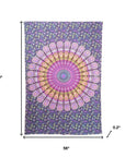80" X 56" Purple Pink And Yellow Mandala Cotton Hanging Tapestry