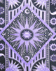 80" X 56" Purple Black And White Mandala Cotton Hanging Tapestry