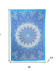 80" X 56" Royal Blue Mandala Cotton Hanging Tapestry