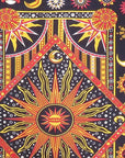80" X 56" Black Red And Yellow Cotton Star and Sunburst Hanging Tapestry