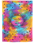 80" X 56" Blue Pink And Yellow Cotton Hanging Tapestry