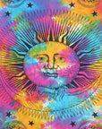 80" X 56" Blue Pink And Yellow Cotton Hanging Tapestry