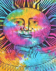 80" X 56" Blue Pink And Yellow Cotton Hanging Tapestry
