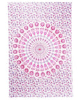 80" X 56" Pink And White Mandala Cotton Hanging Tapestry