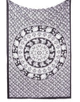 80" X 56" Black And White Mandala Cotton Hanging Tapestry