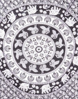 80" X 56" Black And White Mandala Cotton Hanging Tapestry