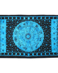 80" X 56" Black And Blue Cotton Hanging Tapestry