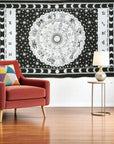 80" X 56" Black And White Cotton Hanging Tapestry