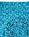 80" X 56" Turquoise And Black Mandala Cotton Hanging Tapestry