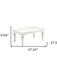 47" White Solid Wood Coffee Table