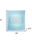 92" X 84" Sea Green And White Mandala Cotton Hanging Tapestry