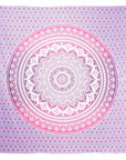 92" X 84" Pink And White Mandala Cotton Hanging Tapestry