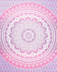 92" X 84" Pink And White Mandala Cotton Hanging Tapestry