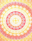 92" X 84" Mustard Red And White Mandala Cotton Hanging Tapestry