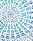 92" X 84" Blue Green And White Mandala Cotton Hanging Tapestry
