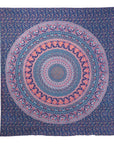 92" X 84" Green Blue And Orange Mandala Cotton Hanging Tapestry