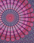 92" X 84" Pink Red And Purple Mandala Cotton Hanging Tapestry