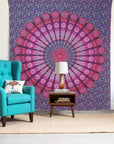 92" X 84" Pink Red And Purple Mandala Cotton Hanging Tapestry
