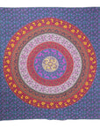 92" X 84" Blue Red And Yellow Mandala Cotton Hanging Tapestry