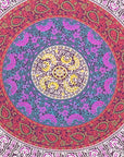 92" X 84" Blue Red And Yellow Mandala Cotton Hanging Tapestry