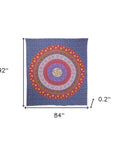 92" X 84" Blue Red And Yellow Mandala Cotton Hanging Tapestry