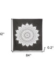 92" X 84" Black And White Mandala Cotton Hanging Tapestry