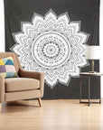 92" X 84" Black And White Mandala Cotton Hanging Tapestry
