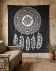 92" X 84" Black And White Abstract Cotton Hanging Tapestry
