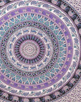 92" X 84" Purple Black And White Mandala Cotton Hanging Tapestry