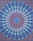 92" X 84" Navy Blue Ivory And Brown Mandala Cotton Hanging Tapestry