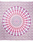 92" X 84" Pink White And Red Mandala Cotton Hanging Tapestry