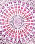 92" X 84" Pink White And Red Mandala Cotton Hanging Tapestry