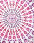92" X 84" Pink White And Red Mandala Cotton Hanging Tapestry