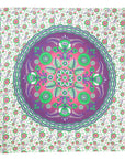 88" X 84" Green Purple And White Floral Cotton Hanging Tapestry