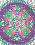 88" X 84" Green Purple And White Floral Cotton Hanging Tapestry