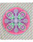 88" X 84" Green Pink And White Floral Cotton Hanging Tapestry
