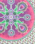 88" X 84" Green Pink And White Floral Cotton Hanging Tapestry