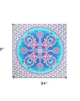 88" X 84" Pink Sky Blue And White Floral Cotton Hanging Tapestry