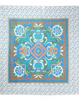 88" X 84" Brown Blue And White Floral Cotton Hanging Tapestry