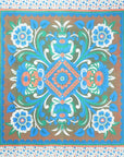 88" X 84" Brown Blue And White Floral Cotton Hanging Tapestry